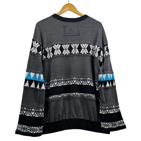 We The Free (Free People) Fair Isle Knit Sweater XS Gray Multicolor Oversized - Picture 2 of 7
